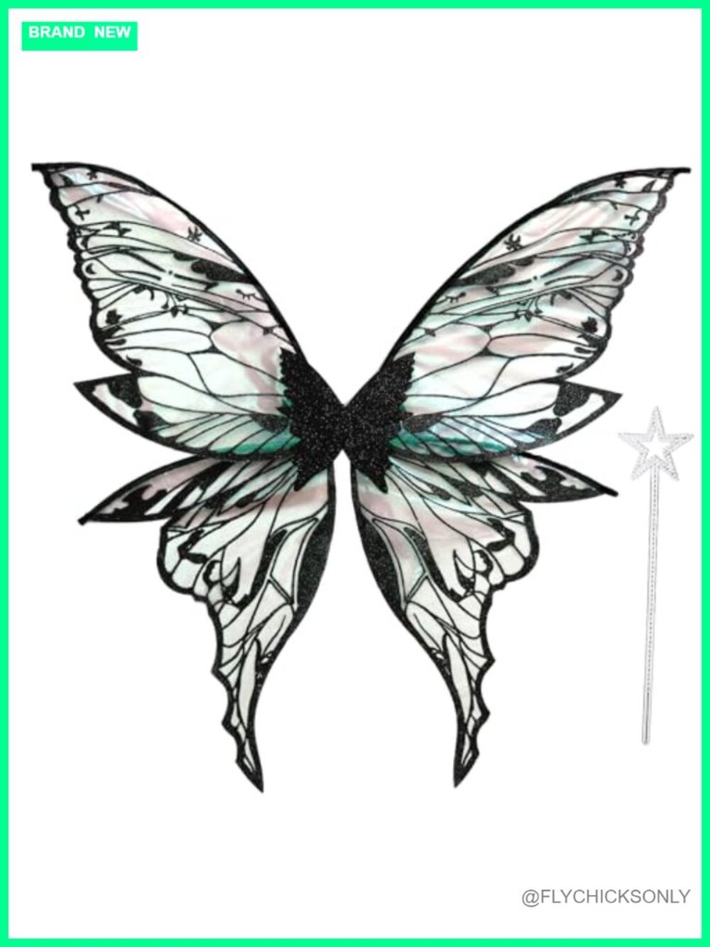 Fairy Wings Costume Set with Magic Wand for Women Halloween Party